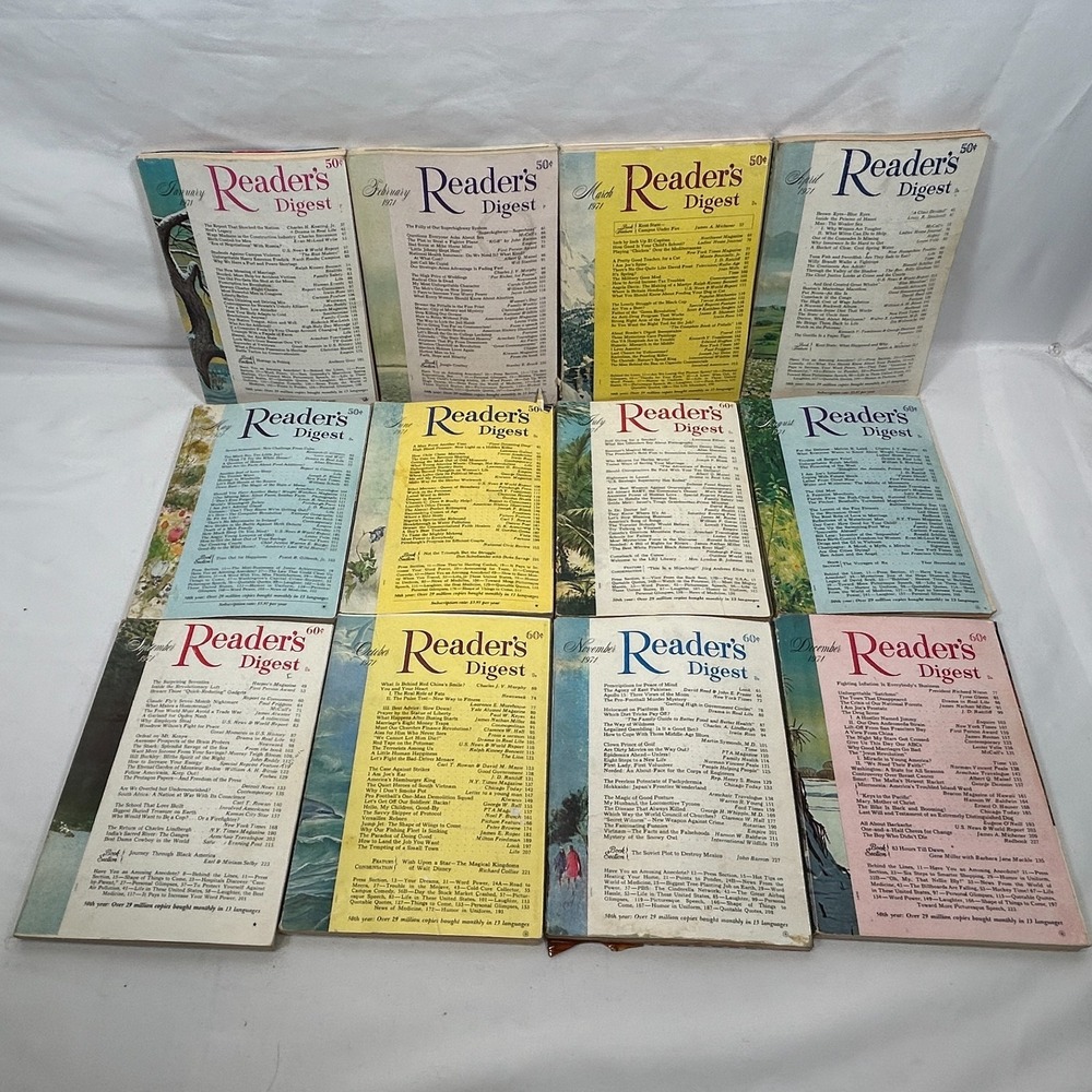 Vintage Readers Digest Magazines 1971 Lot of 12 Entire Year Jan-Dec 70s
